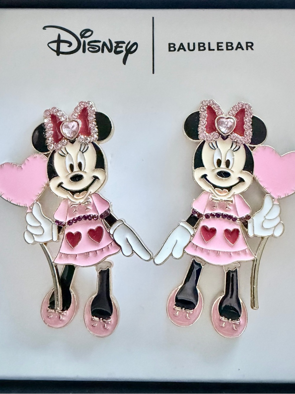 BaubleBar x Disney Minnie Mouse Valentine’s Day Moveable Drop Earrings, NWT